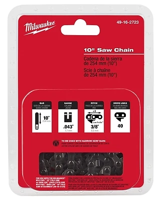 Milwaukee 49-16-2723 Pole Saw Replacement Chain, 10 In., 40 Links