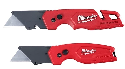 Fastback Folding Utility Knife Set (2-pack) With Blade Storage, 6.5 In. Red