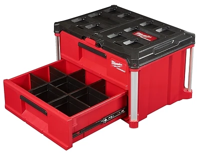 Milwaukee 48-22-8442 Packout 2-Drawer Toolbox, 50 Lb. Capacity, Red/Black
