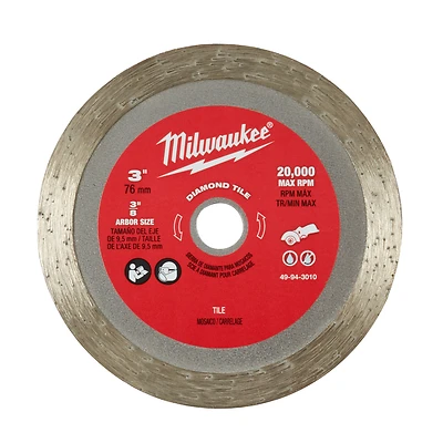 Milwaukee 49-94-3010 3 In. Turbo Rim Diamond Tile Blade, Wet/Dry