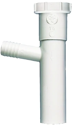 Plumb Pak PP66-4W Dishwasher Tailpiece, 1-1/2 In. x 8 In., Plastic, White