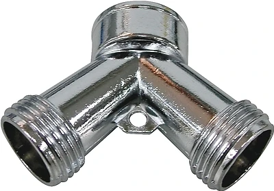 Pmb-064 Y-connector, 3/4 In X 3/4 In, Chrome Plated Metal For Garden Hose