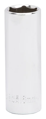 16mm 6 Point Deep Socket, 3/8 Inch Drive, Chrome Vanadium Steel