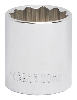30mm 12-point Standard Socket, 1/2 Drive, Chrome Vanadium Steel
