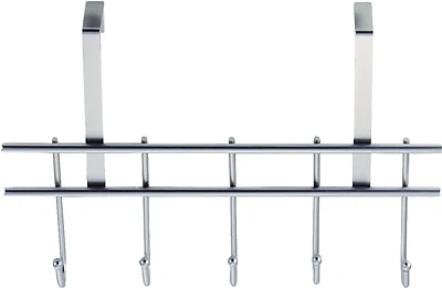 Simple Spaces HK07-CH Chrome 5-Hook Door Garment Hanger, 14 x 9.5 In.