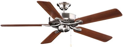 52-inch 5-blade Ceiling Fan With No Light Kit, Brushed Nickel Finish