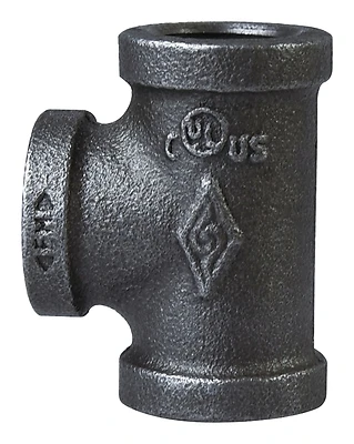 1-1/4 Inch Black Malleable Pipe Tee Fitting, Model 11a-1 1/4b