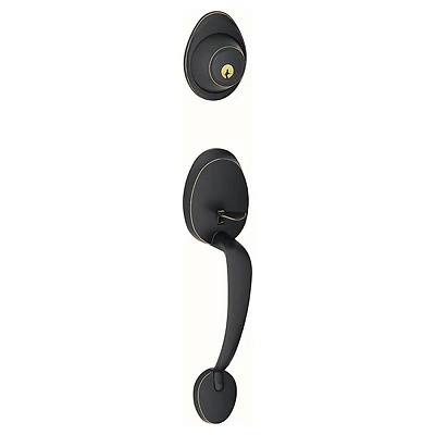 J Series Barcelona Aged Bronze Handleset With Deadbolt 1-3/4 In.