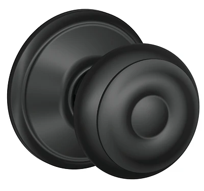 F10geo622 Georgian Passage Door Knob Set In Matte Black Finish