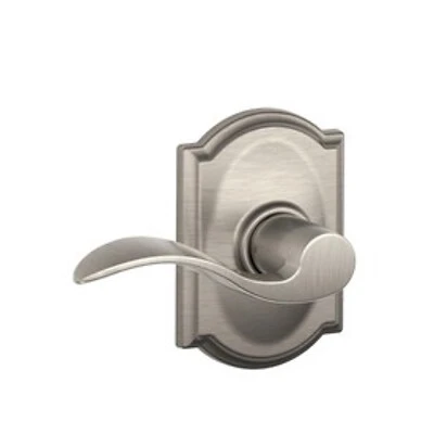 F10 Accent Satin Nickel Passage Door Lever With Camelot Trim