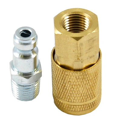 Forney 75519 Air Coupler and Plug Set, 1/4 In. NPT, Brass/Steel, 2 Pc