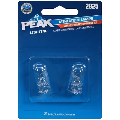 2825ll-bpp 12v Mini Incandescent Automotive Bulb, 2-pack, Wedge T3 1/4, 4.8w
