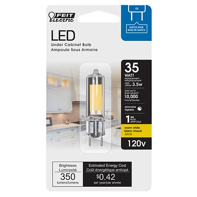 Feit BP35G8.6/830LED T4 LED Bulb, Warm White, 3.5W (35W Equivalent)