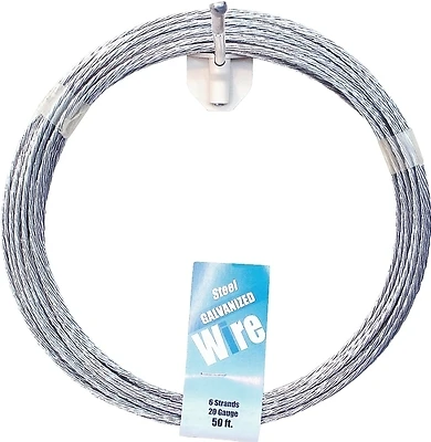 Midwest 11272 Stranded Steel Guy Wire, 20 Gauge, 50 Ft Length, Pack Of 10