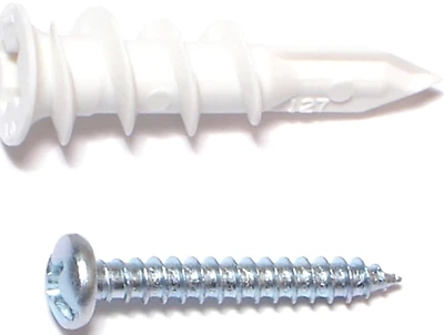 Midwest Fastener 10424 Hollow Wall Anchor With Screws, #6 x 1 In, Plastic