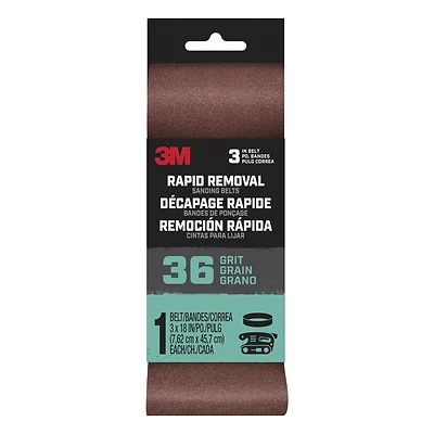 3M 27398 Sanding Belt, Aluminum Oxide, 36 Grit, 3 x 18 In.
