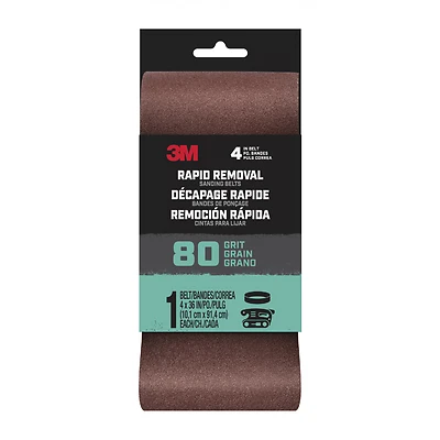 Rapid Removal 36 In. X 4 In. Aluminum Oxide Sanding Belt 80 Grit Medium 1 Pk