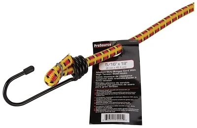 ProSource RT0818 Bungee Stretch Cord, 8mm Dia, 18 In, Red/Yellow