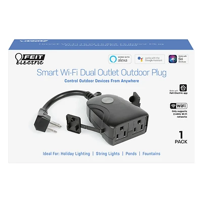 Feit Electric PLUG/WIFI/WP Smart Dual Outlet Outdoor Plug, Wi-Fi, 15 Amp