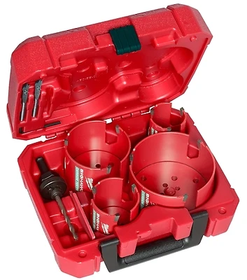 Big Hawg Carbide Hole Saw Kit (8-piece) 49-56-9285 With Pilot Bits & Arbor