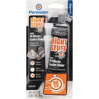Permatex 25228 The Right Stuff Gasket Maker, 3 oz Tube, Black, 90 Min Cure