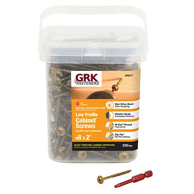 GRK 96077 No. 8 x 2 In. Star Yellow Zinc Cabinet Screws