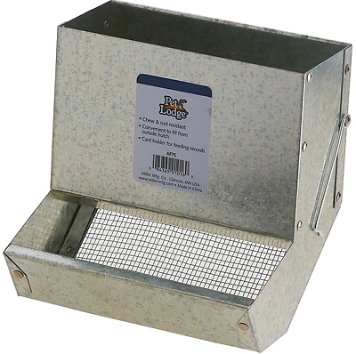 Pet Lodge AF7S Small Animal Feeder, Sifter Bottom, Galvanized Steel, 5-1/2 In