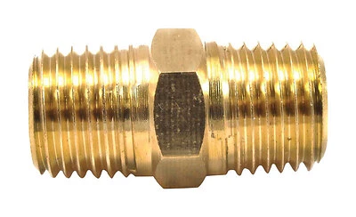 Forney 75448 Brass Coupling, 1/4 In. Male NPT x 1/4 In. Male NPT