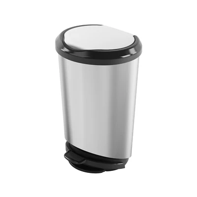 11.5 Gallon Silver Tondo Step-on Wastebasket - Stainless Steel