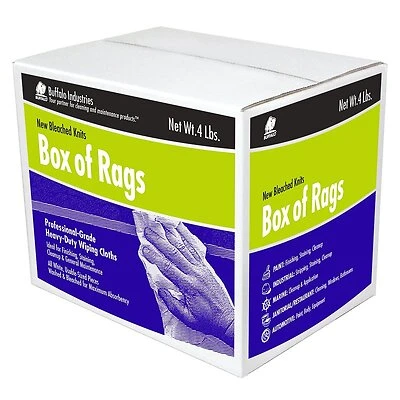 Industries New Bleached Knit Rags, 4 Lb. Box, Model 12020