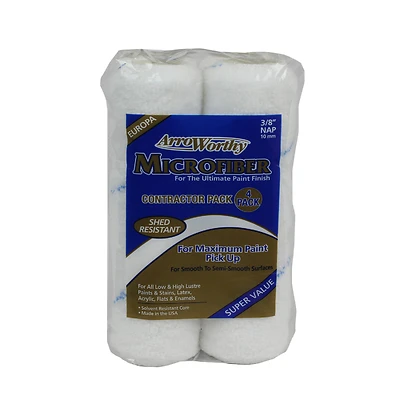 Arroworthy 9MFR3-4PK Microfiber Paint Roller Cover, 3/8 In. Nap, 9 In., 4 Pk