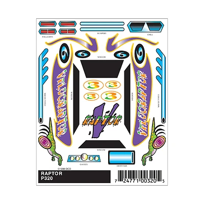 Raptor Stick-on Decals - Multicolored Adhesive-backed Decal Set