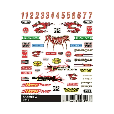 Dry Transfer Decal Formula - Multicolored Graphics For Custom Racers