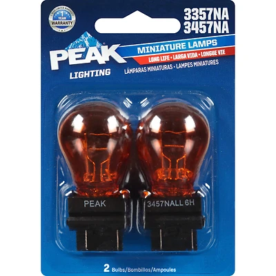 Peak 3457NA Halogen Automotive Bulb, Amber/Red, 2-Pack
