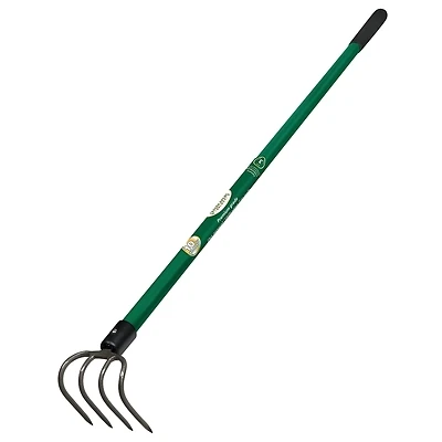33268 Ergonomic Long Handle Garden Cultivator With 4 Tines And Fiberglass Design