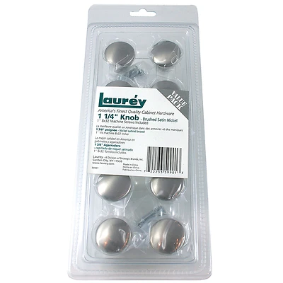 Transitional Round Cabinet Knob 1-1/4 In. D Brushed Satin Nickel 10 Pk