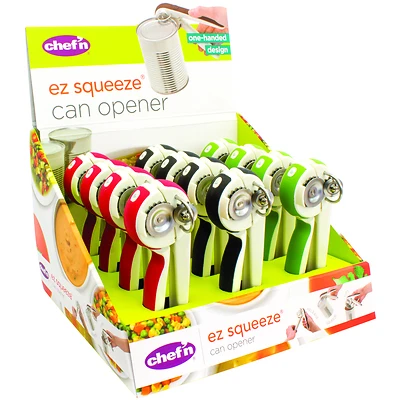 Ez Squeeze Manual Can Opener, Assorted Stainless Steel, Model 102-160-077, Pack Of 12