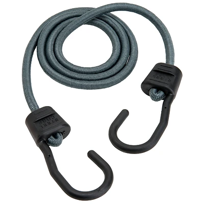 Keeper A06095Z Bungee Cord, Steel End, 48 in L, Rubber, Gray, Hook End, 1/PK