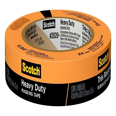 Scotch Heavy Duty Masking Tape 0.94 In. X 60.1 Yd, Orange, Model 2020+-24ap, 1 Roll