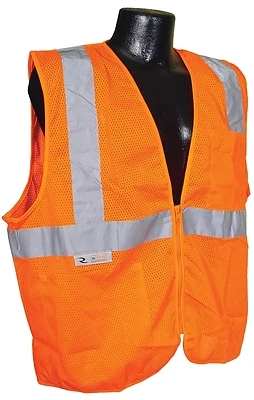 Sv2zomxl Class 2 Economy Mesh Safety Vest With Zipper Closure, X-large, Orange