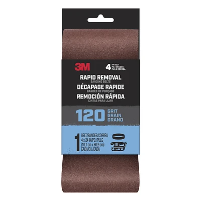 Rapid Removal 36 In. L X 4 In. W Aluminum Oxide Sanding Belt 120 Grit Fine 1 Pk