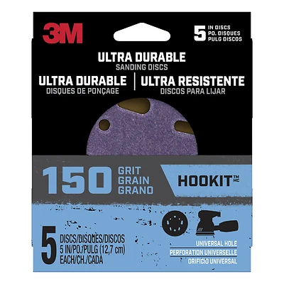 Ultra Durable Power Sanding Discs, Universal, 150 Grit, 5 In., 5-Pk.