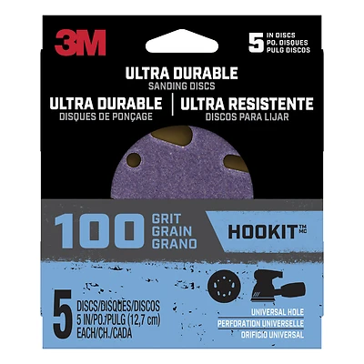 3M Disc5in5pk100 Power Sanding Discs, Universal, 100 Grit, 5 In., 5-Pack