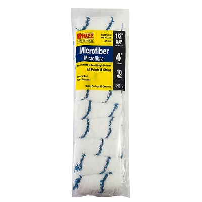 Whizz 25015 Microfiber Mini Paint Roller Cover, 1/2 In. Nap, 4 In., 10 Pk