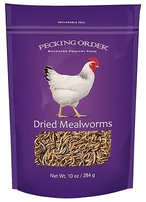 Pecking Order 009330 Dried Mealworms Poultry Treat, 10 oz Bag