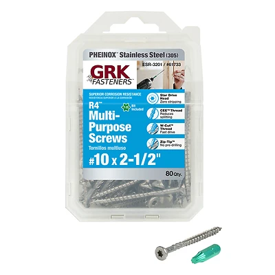 R4 No. 10 X 2-1/2 In. L Star Flat Head Multi-purpose Screws 80 Pk