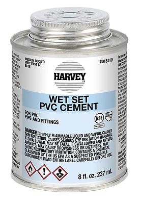 Harvey 018410-24 Wet Set PVC Cement, 8 Oz Dauber Can, Blue