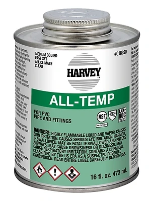 018320-12 16 Oz All Weather Clear Pvc Cement For Cold Weather Applications