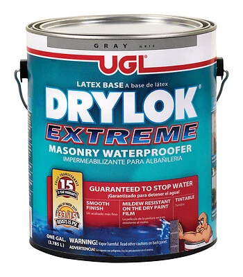 UGL Drylok 21913 Extreme Matte Gray Tintable Latex Masonry Waterproofer, 1 Gallon