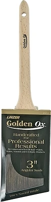 3 Inch Angular Sash Brush With Gold Ox Hair And Natural Wood Handle